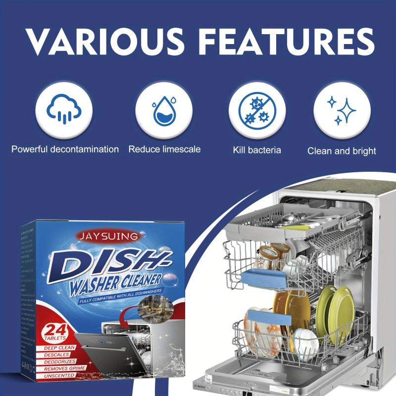 24pcs Dishwasher Cleaning Tablets for Degreasing Stains in Kitchen & Bathroom