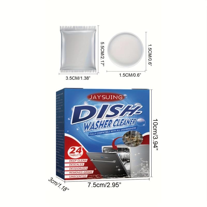 24pcs Dishwasher Cleaning Tablets for Degreasing Stains in Kitchen & Bathroom