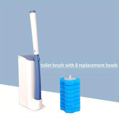 Toilet Bowl Brush Disposable Scrubber Kit with 8 Refills
