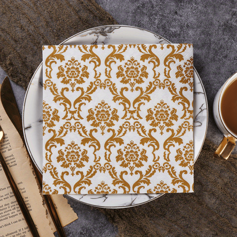 20pcs Golden Printed Decorative Napkin Paper Pack