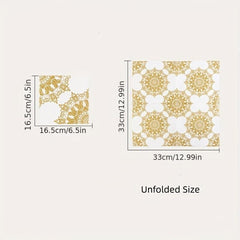 20pcs Golden Printed Decorative Napkin Paper Pack
