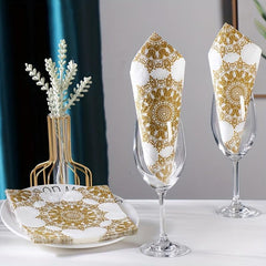 20pcs Golden Printed Decorative Napkin Paper Pack