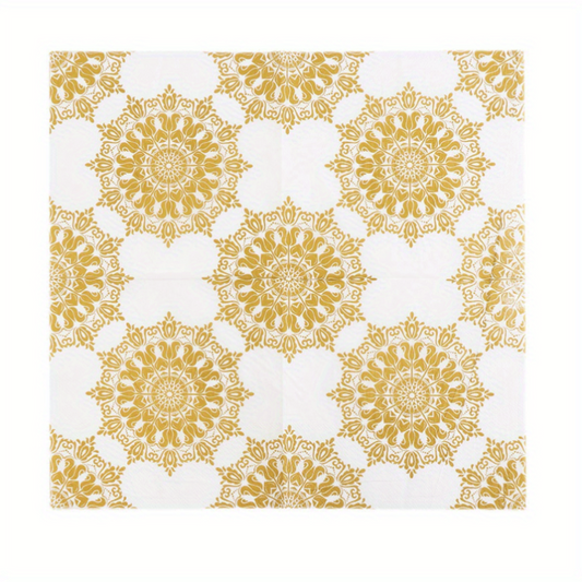 20pcs Golden Printed Decorative Napkin Paper Pack