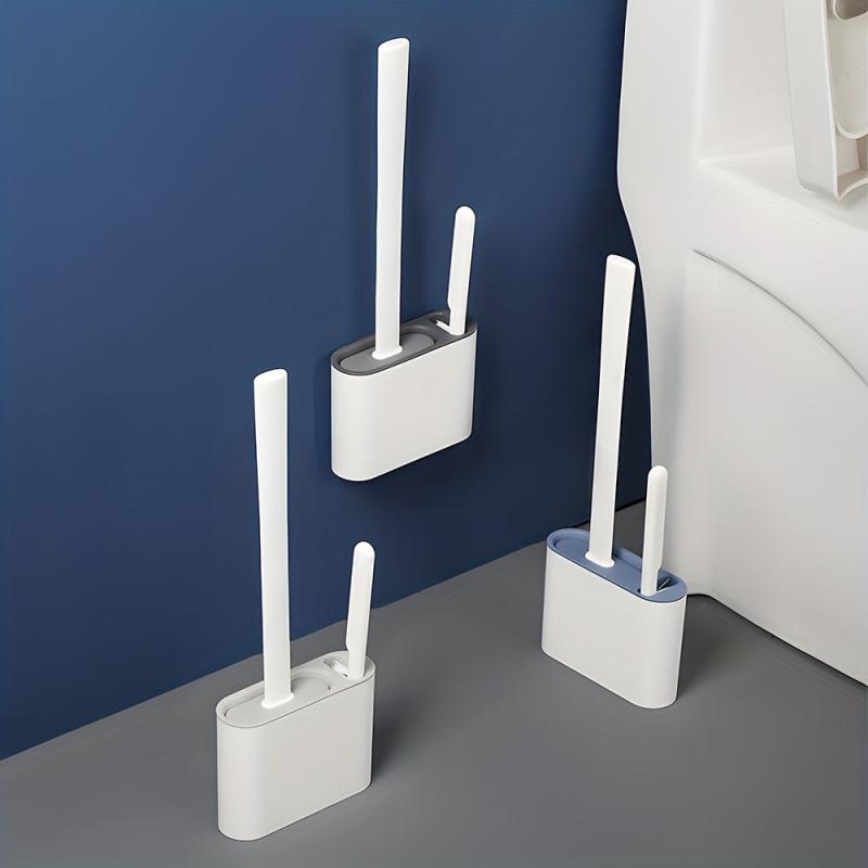 Wall Mounted Toilet Brush Set Long Handle Flexible Cleaning Brush