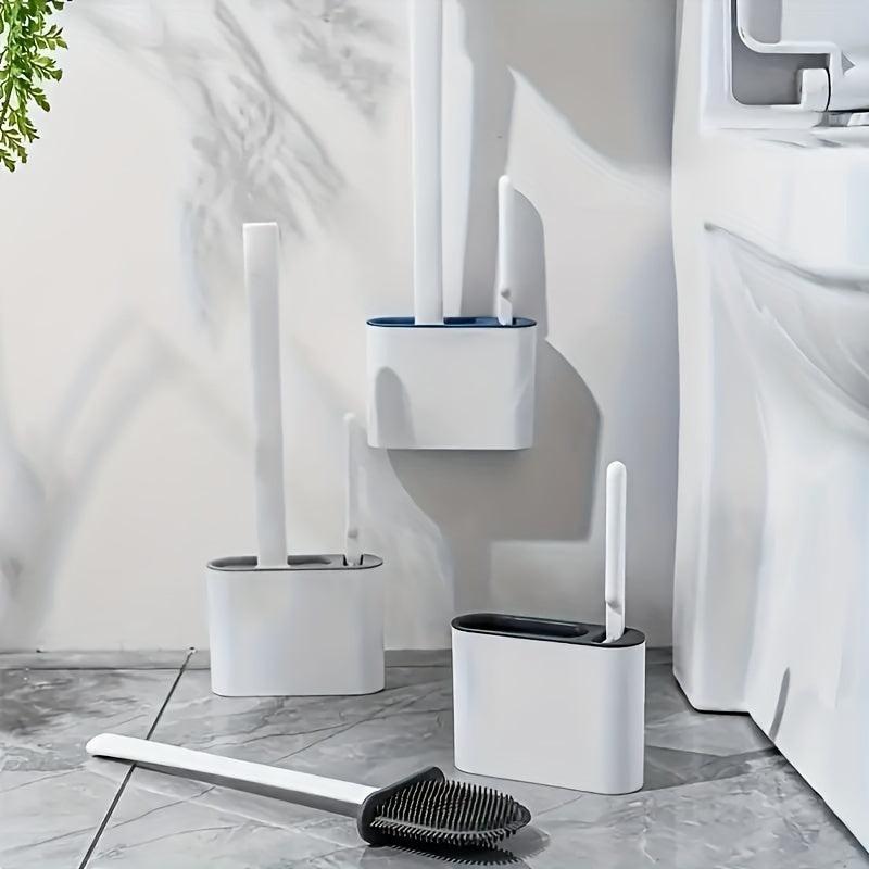 Wall Mounted Toilet Brush Set with Flexible Silicone Bristles