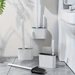 Wall Mounted Toilet Brush Set with Flexible Silicone Bristles