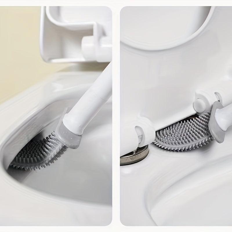 Silicone Brush Head Toilet Brush Leak Proof Base Convenient Sanitary Storage