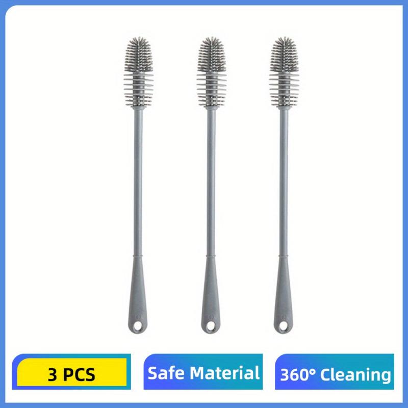 3pcs Silicone Cup Brush Long Handle Bottle Cleaning Brush