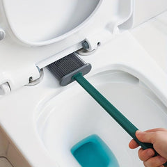 Silicone Toilet Brush With Storage Base & Long Handle for Dead Corners