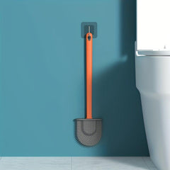 Silicone Toilet Brush With Storage Base & Long Handle for Dead Corners