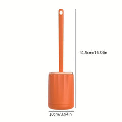 Silicone Toilet Brush With Storage Base & Long Handle for Dead Corners