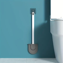 Silicone Toilet Brush With Storage Base & Long Handle for Dead Corners