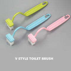3pcs Thickened Toilet Brush V Shape Bending Handle Toilet Bowl Cleaning Brush