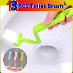 3pcs Thickened Toilet Brush V Shape Bending Handle Toilet Bowl Cleaning Brush