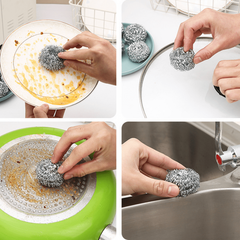 6pcs Stainless Steel Sponges Scrubbers Cleaning Ball