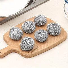 6pcs Stainless Steel Sponges Scrubbers Cleaning Ball