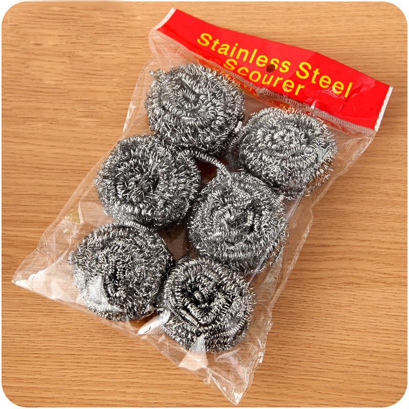 6pcs Stainless Steel Sponges Scrubbers Cleaning Ball
