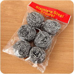 6pcs Stainless Steel Sponges Scrubbers Cleaning Ball