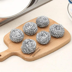 6pcs Stainless Steel Sponges Scrubbers Cleaning Ball