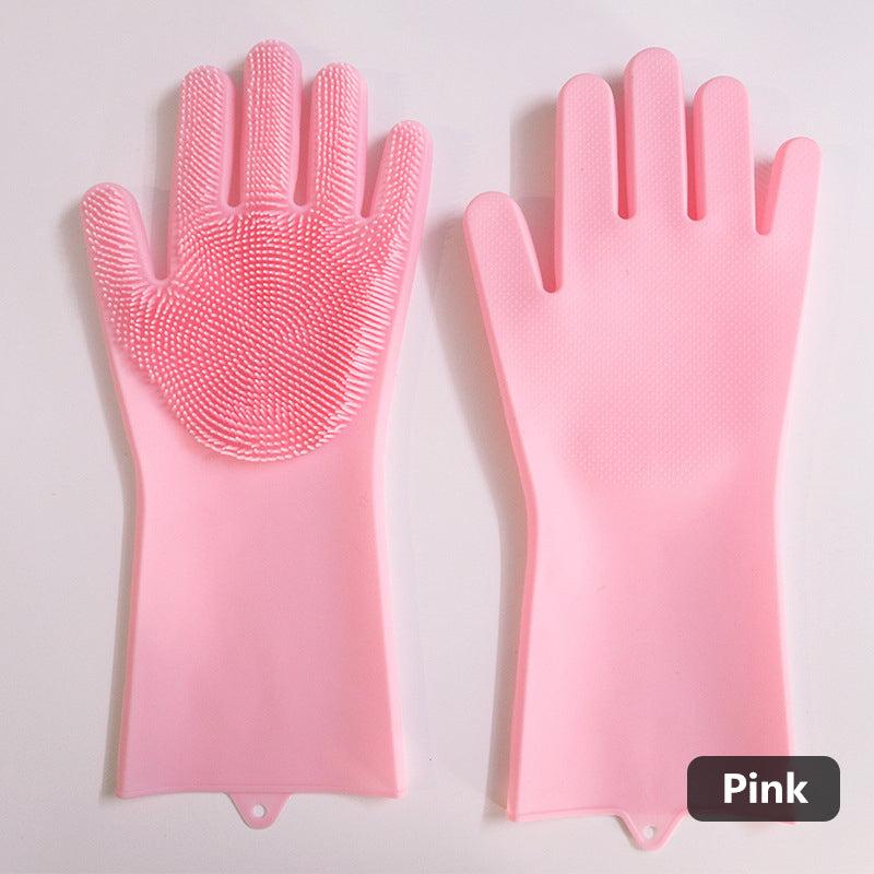 1 Pair Silicone Rubber Gloves Kitchen Cleaning Tools