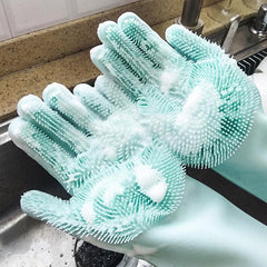 1 Pair Silicone Rubber Gloves Kitchen Cleaning Tools