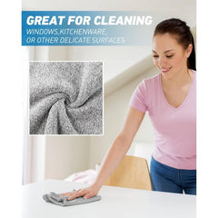 12pcs Microfiber Cleaning Cloth Grey Ultra Soft Highly Absorbent Rags