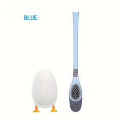 Duck Toilet Brush With Holder Punch Silicone Long Handle Flexible Bowl Cleaning