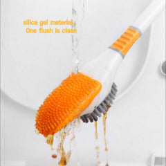 Duck Toilet Brush With Holder Punch Silicone Long Handle Flexible Bowl Cleaning