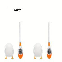 Duck Toilet Brush With Holder Punch Silicone Long Handle Flexible Bowl Cleaning