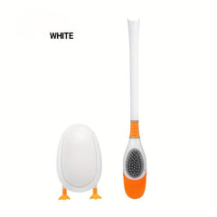 Duck Toilet Brush With Holder Punch Silicone Long Handle Flexible Bowl Cleaning