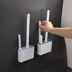 Silicone Toilet Brush Set with Holder Wall Mounted