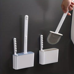 Silicone Toilet Brush Set with Holder Wall Mounted