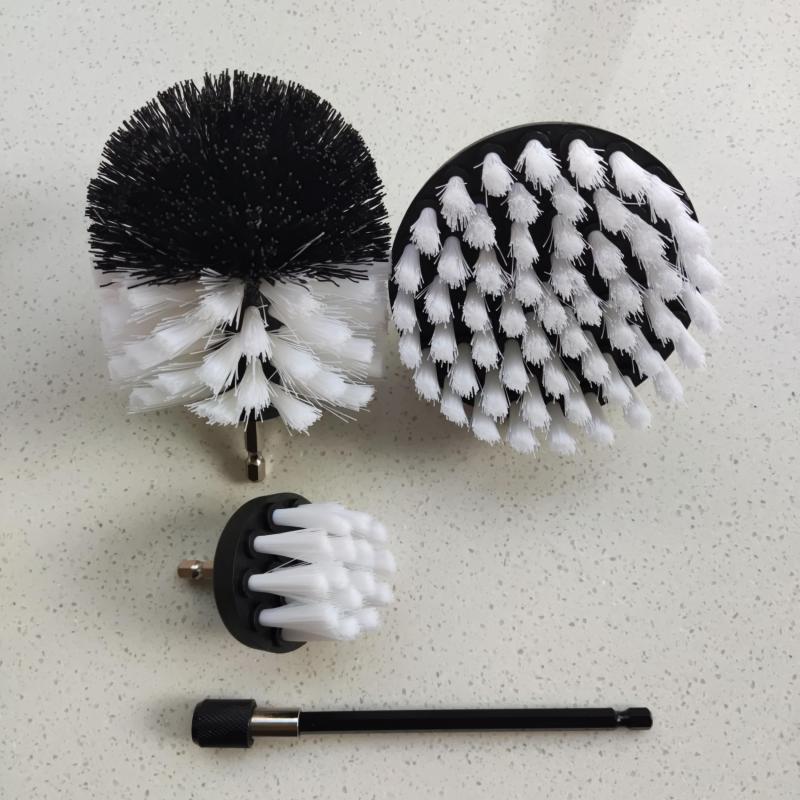 4pcs Drill Brush Set with Extended Pole for Cleaning Grout Tile Bathroom Kitchen