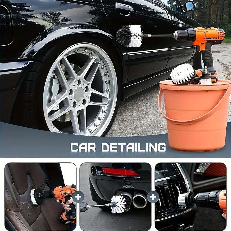 4pcs Drill Brush Set with Extended Pole for Cleaning Grout Tile Bathroom Kitchen