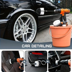 4pcs Drill Brush Set with Extended Pole for Cleaning Grout Tile Bathroom Kitchen