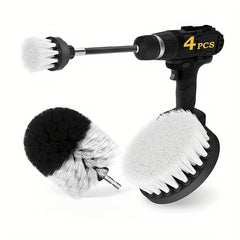 4pcs Drill Brush Set with Extended Pole for Cleaning Grout Tile Bathroom Kitchen