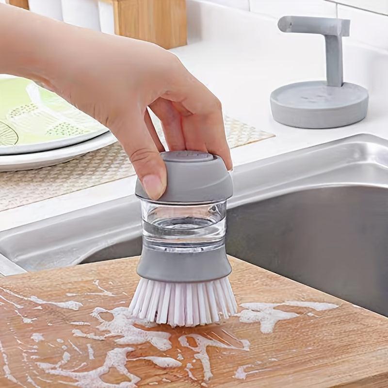 Kitchen Washing Brush with Liquid Soap Dispenser for Utensils and Pots