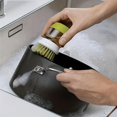 Kitchen Washing Brush with Liquid Soap Dispenser for Utensils and Pots