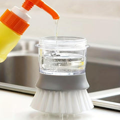 Kitchen Washing Brush with Liquid Soap Dispenser for Utensils and Pots