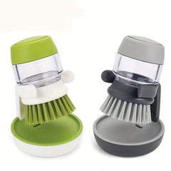 Kitchen Washing Brush with Liquid Soap Dispenser for Utensils and Pots