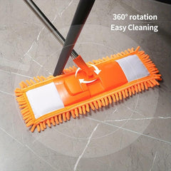 Chenille Flat Floor Mop 360 Rotatable Telescopic Wet Dry Cleaning Mop