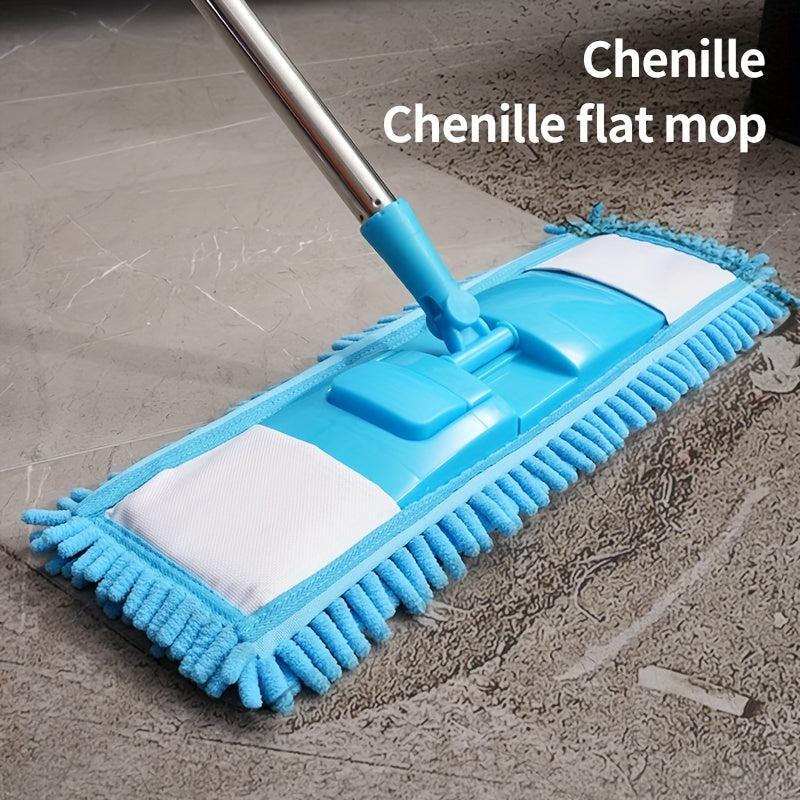 Chenille Flat Floor Mop 360 Rotatable Telescopic Wet Dry Cleaning Mop