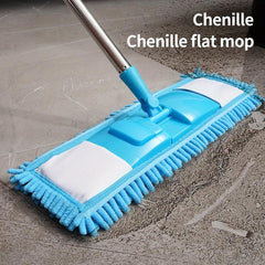 Chenille Flat Floor Mop 360 Rotatable Telescopic Wet Dry Cleaning Mop