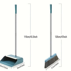 Long Handle Broom and Dustpan Set with Hair Removal Comb