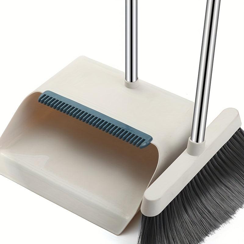 Long Handle Broom and Dustpan Set with Hair Removal Comb