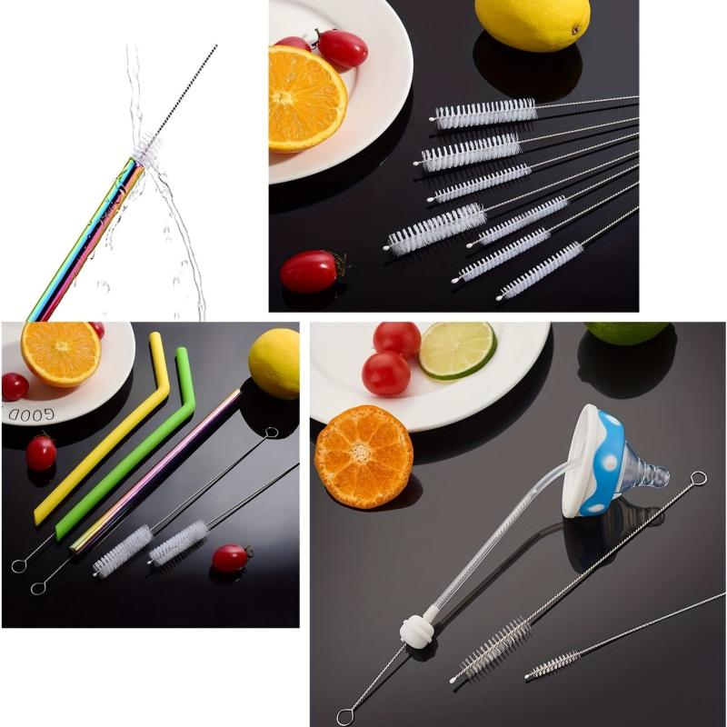 10pc Wide Straw Cleaner Brush Set - 7.87in, 11.8in - Sippy Cups, Water Bottles