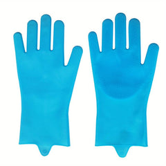 Silicone Cleaning Gloves Pink for Kitchen Bathroom Pet Care Car Washing