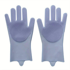 Silicone Cleaning Gloves Pink for Kitchen Bathroom Pet Care Car Washing