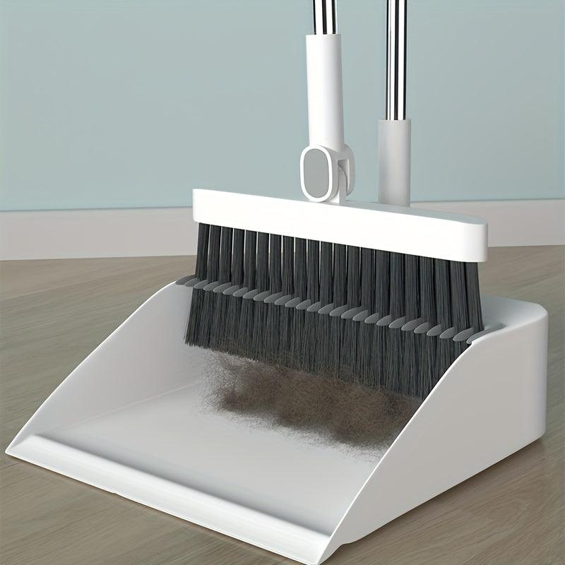 3pcs Household Broom Dustpan Squeegee Set Stainless Steel Long Handle Sweeping