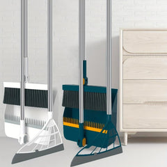 3pcs Household Broom Dustpan Squeegee Set Stainless Steel Long Handle Sweeping
